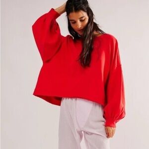 Free People Trish Sweatshirt Red